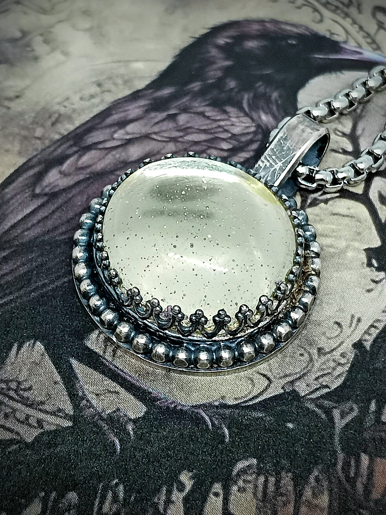 SS - ☢ Style1 - Vintage classic, Sterling silver old Vaseline UG necklace -  Sterling 💍 4