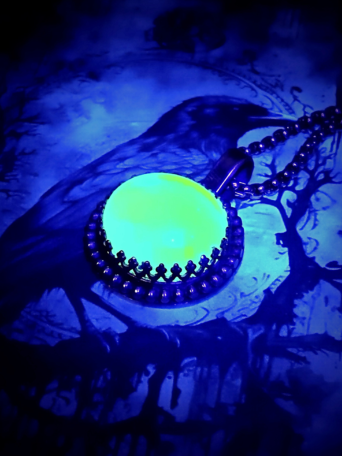 SS - ☢ Style1 - Vintage classic, Sterling silver old Vaseline UG necklace -  Sterling 💍 5