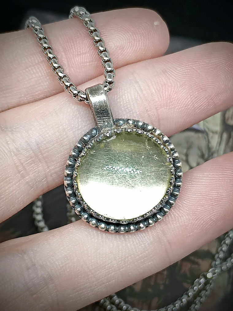 SS - ☢ Style1 - Vintage classic, Sterling silver old Vaseline UG necklace -  Sterling 💍 6