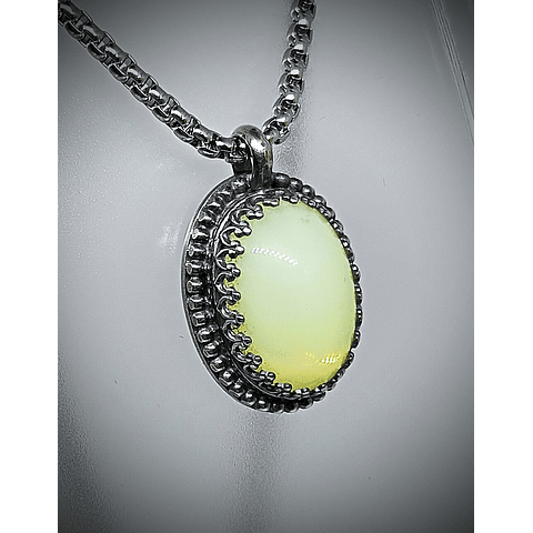 SS - ☢ simple Sterling silver lemonade Yellow opal UG necklace -  Sterling 💍