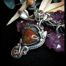 The Serpent an the Apple - Sterling & Opal, precious gemstone necklace. 