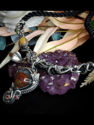 The Serpent and the Apple - Sterling & Opal, precious gemstone necklace - Private collection