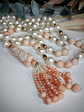 RTS - Long - 14k gold, AA+ Freshwater pearls with Antique - Hand Carved Angel skin coral necklace  - thumbnail 1