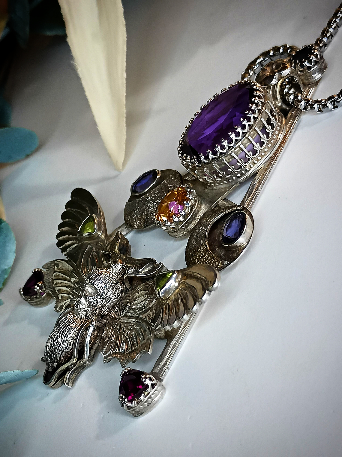 RTS - Huge hand carved/engraved Death Head Hawks moth pendant - Sterling - Video⏯ 6