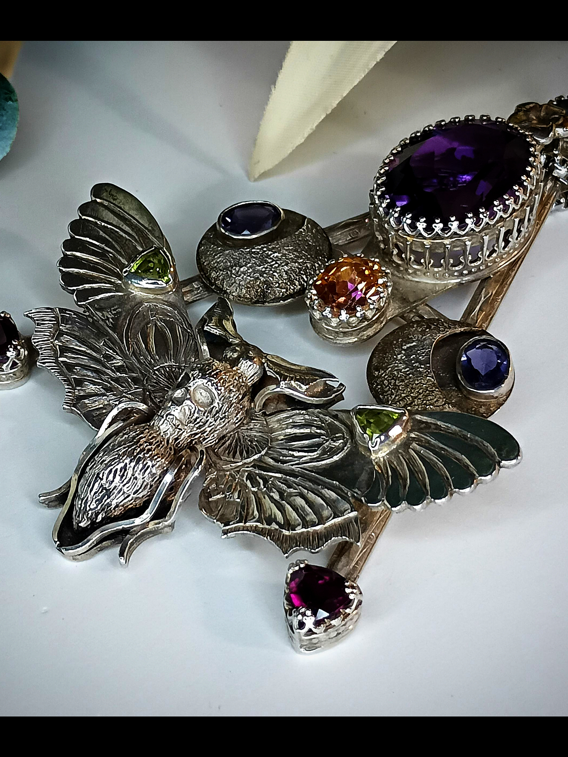 RTS - Huge hand carved/engraved Death Head Hawks moth pendant - Sterling - Video⏯ 7