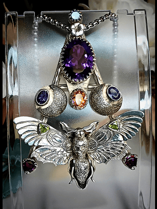 Hand carved/engraved Death Head Hawks moth pendant