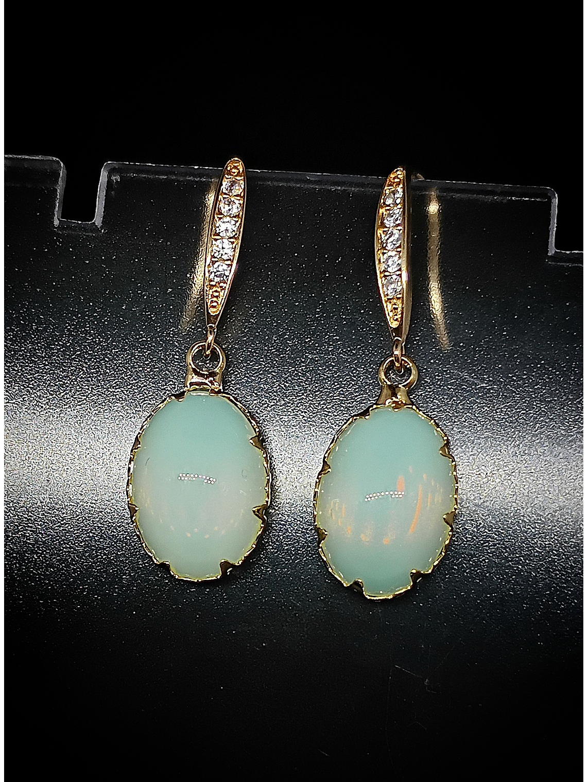 CJ - ☢ Classic, Yellow opal UG and rhinestone earrings - Costume 👑  1