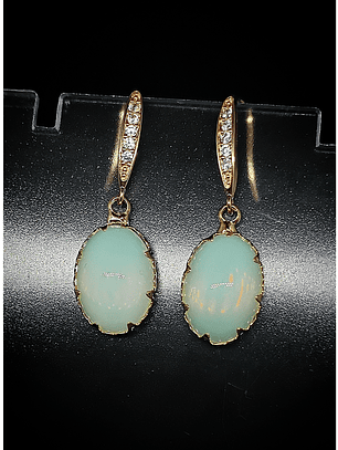 CJ - ☢ Classic, Yellow opal UG and rhinestone earrings - Costume 👑 