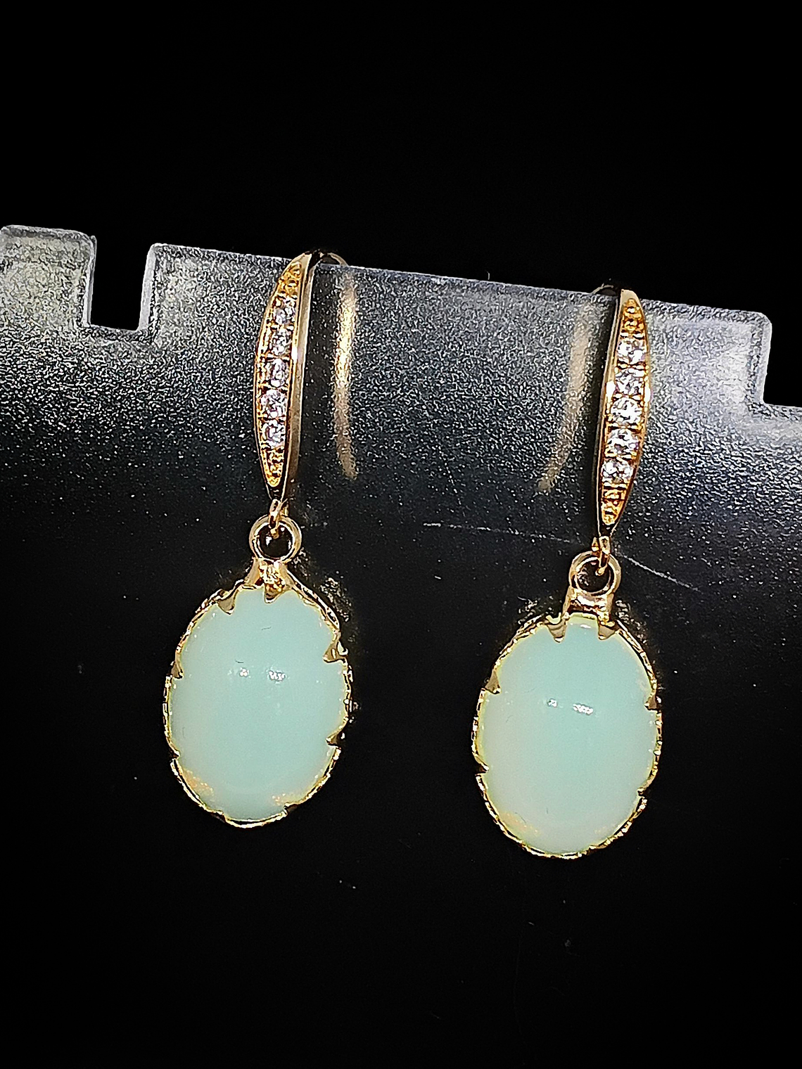 CJ - ☢ Classic, Yellow opal UG and rhinestone earrings - Costume 👑  2