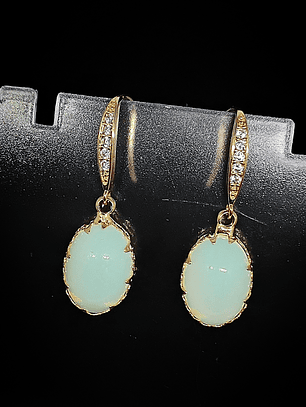 CJ - ☢ Classic, Yellow opal UG and rhinestone earrings - Costume 👑 