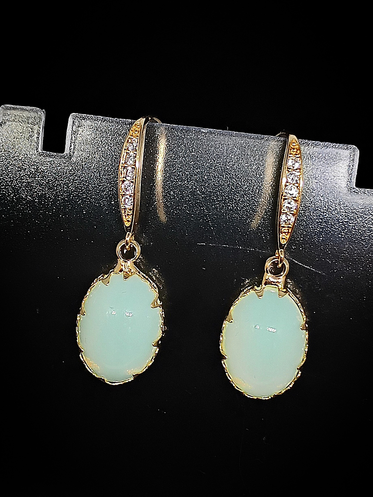 CJ - ☢ Classic, Yellow opal UG and rhinestone earrings - Costume 👑  2