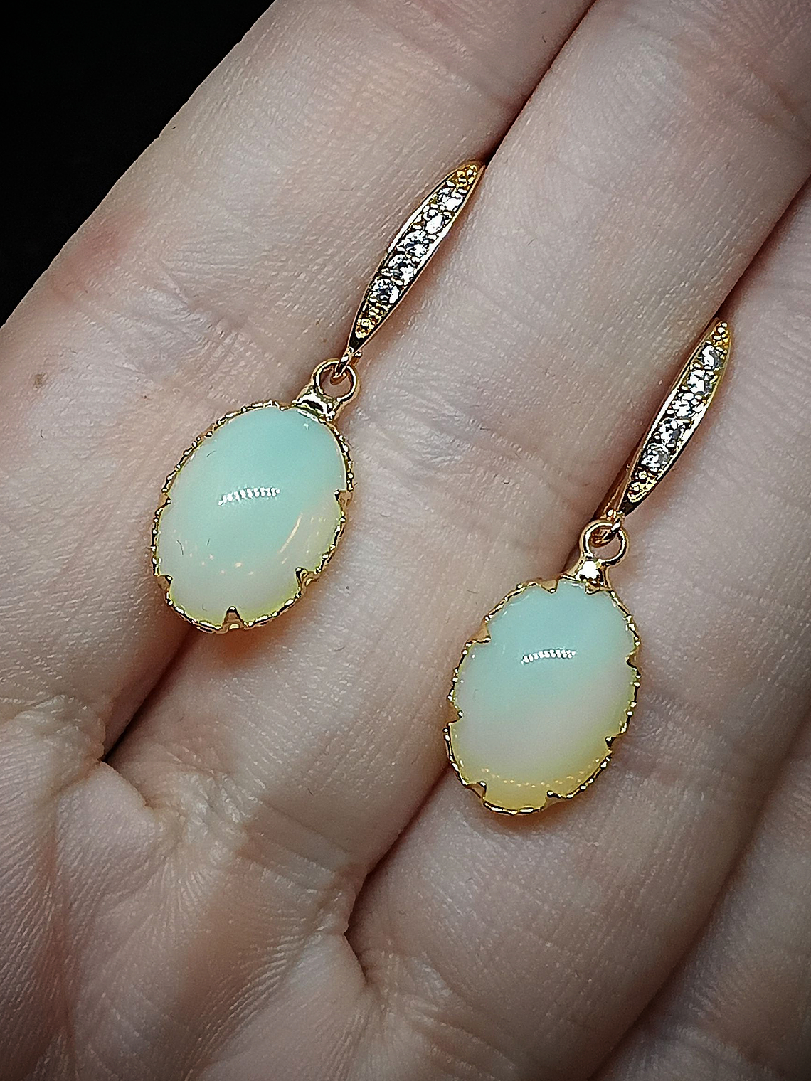 CJ - ☢ Classic, Yellow opal UG and rhinestone earrings - Costume 👑  3