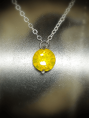 CJ - ☢ 2ct, 8mm Diamond cut, Yellow opal UG layering necklace - Sterling-filled/Costume 👑