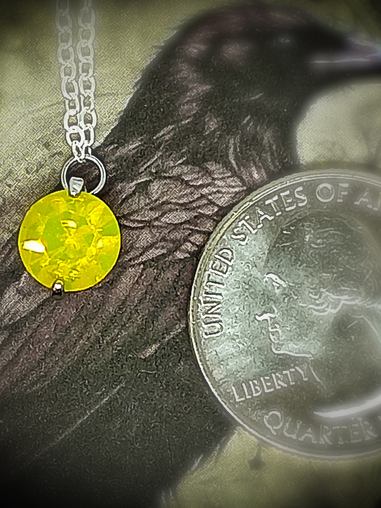 CJ - ☢ 2ct, 8mm Diamond cut, Yellow opal UG layering necklace - Sterling-filled/Costume 👑 3