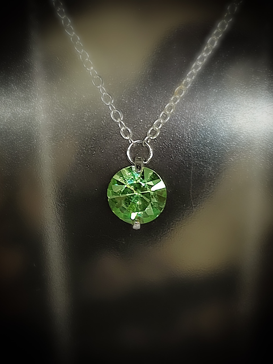 CJ - ☢ 2ct, 8mm Diamond cut, Apple green UG layering necklace - Sterling-filled/Costume 👑 1