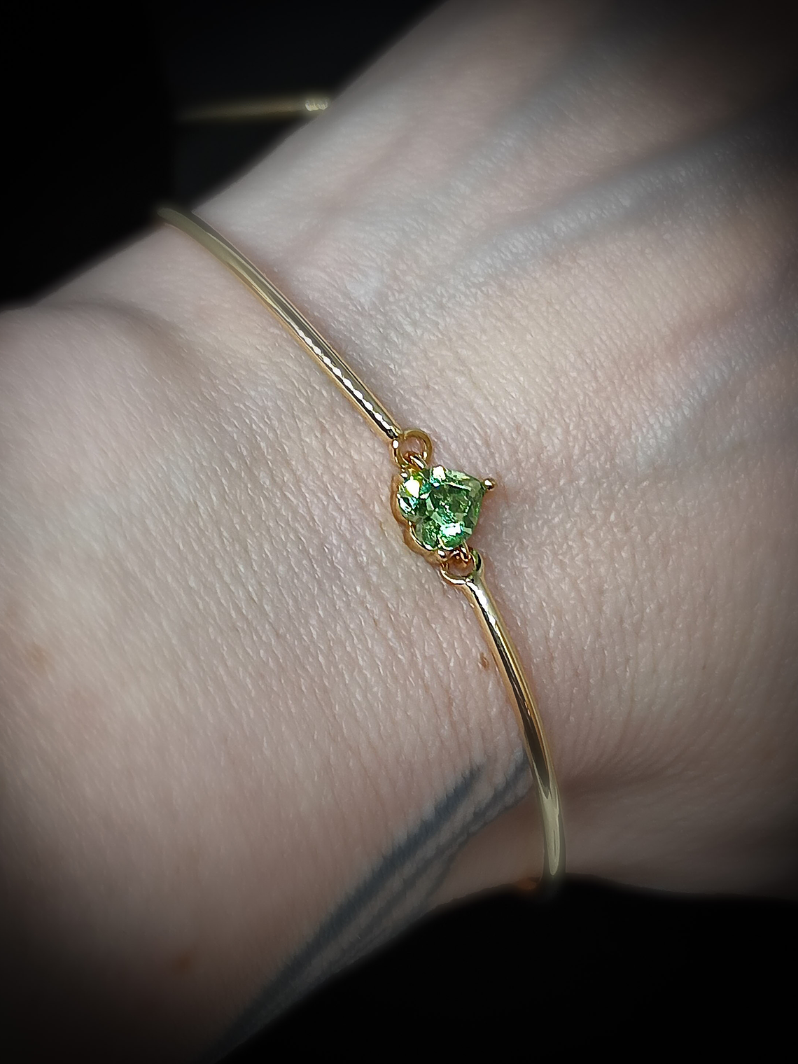 CJ - ☢ 1ct, 6mm Heart cut, Apple green UG bracelet - Gold-filled/Costume 👑 3
