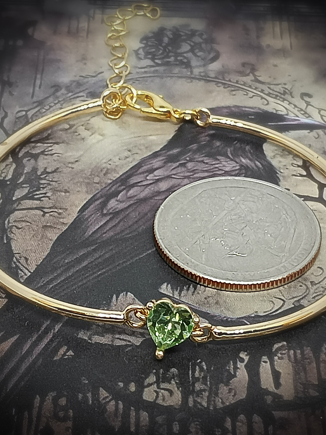 CJ - ☢ 1ct, 6mm Heart cut, Apple green UG bracelet - Gold-filled/Costume 👑 4