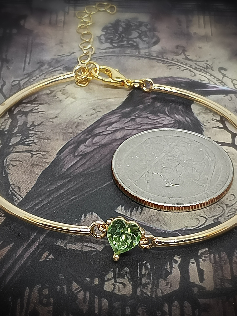 CJ - ☢ 1ct, 6mm Heart cut, Apple green UG bracelet - Gold-filled/Costume 👑 4