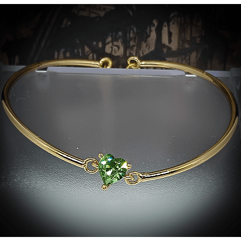 CJ - ☢ 1ct, 6mm Heart cut, Apple green UG bracelet - Gold-filled/Costume 👑