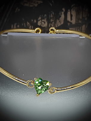 CJ - ☢ 1ct, 6mm Heart cut, Apple green UG bracelet - Gold-filled/Costume 👑