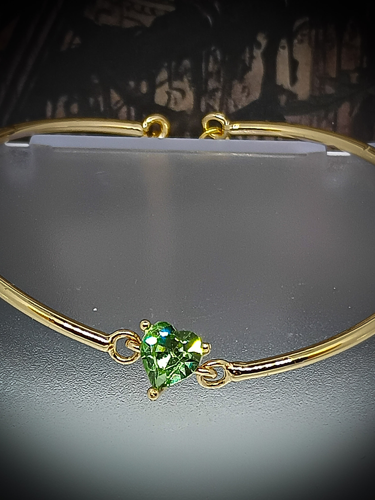 CJ - ☢ 1ct, 6mm Heart cut, Apple green UG bracelet - Gold-filled/Costume 👑 1