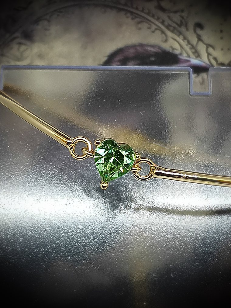 CJ - ☢ 1ct, 6mm Heart cut, Apple green UG bracelet - Gold-filled/Costume 👑 2