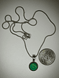 ☢ Simple vintage 12mm Green opal UG Pendant necklace -  Stainless steel   💍 - thumbnail 4