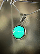 ☢ Simple vintage 12mm Green opal UG Pendant necklace -  Stainless steel   💍 - thumbnail 1