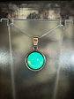 ☢ Simple vintage 12mm Green opal UG Pendant necklace -  Stainless steel   💍 - thumbnail 2