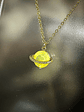  2ct ☢, 8mm Diamond cut, Yellow opal UG Saturn planet necklace - 14k Gold-plate - Costume 👑 - thumbnail 4