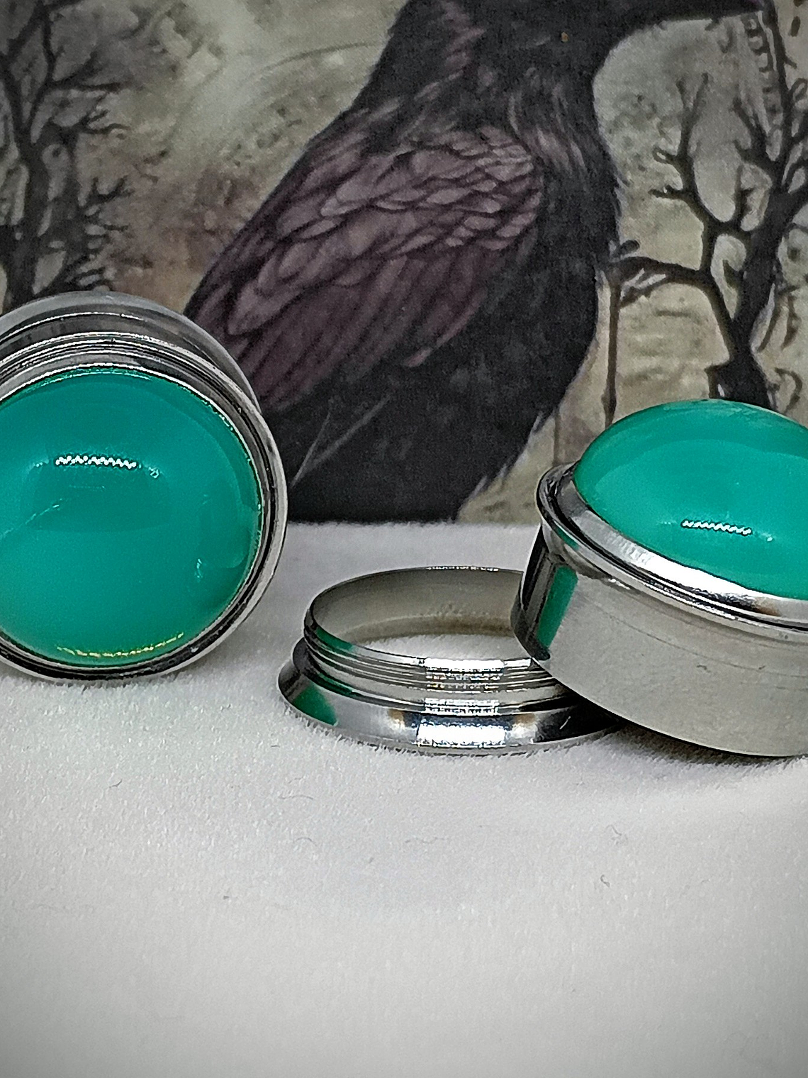 20mm, 13/16 inch Ear tunnel/plug  ☢ Lg  Vintage Green opal UG, ear-plugs 1