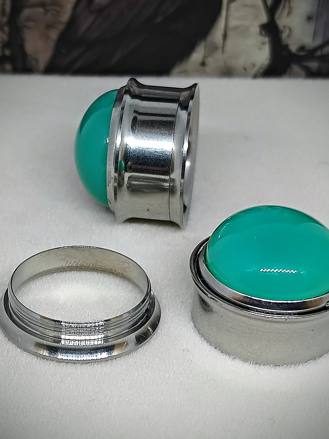 20mm, 13/16 inch Ear tunnel/plug  ☢ Lg  Vintage Green opal UG, ear-plugs 2