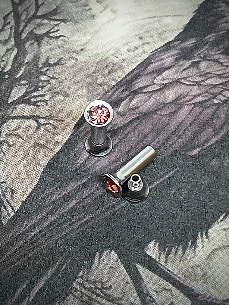 2mm, 12g, Ear plug  ☢ Vintage Pink UG glass, ear-plugs 2