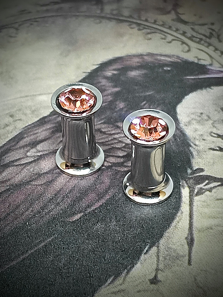 4mm, 6g Ear plugs ☢ Vintage Pink UG glass, ear-plugs 1