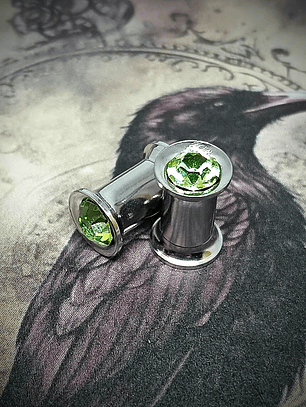 5mm, 4g Ear plug  ☢ Vintage Green UG glass, ear-plugs