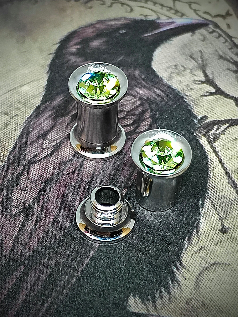 5mm, 4g Ear plug  ☢ Vintage Green UG glass, ear-plugs 2