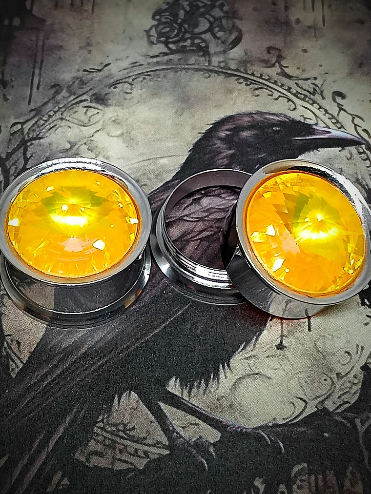 18mm, 11/16 inch Ear plug Vintage orange Cadmium glass, ear-plugs 3