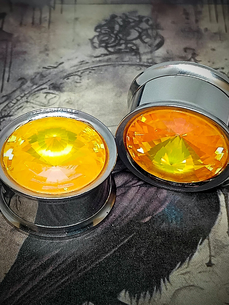 18mm, 11/16 inch Ear plug Vintage orange Cadmium glass, ear-plugs 2