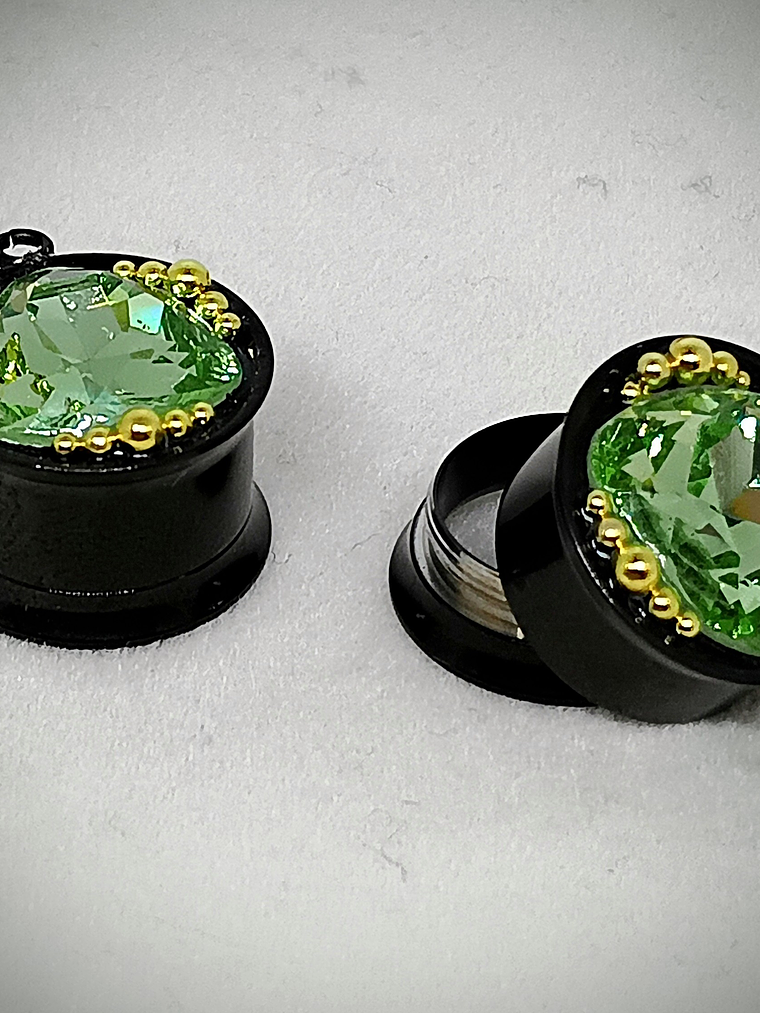 14mm, 9/16inch, Plug  ☢ Triangle cut Vintage Green UG, ear-plugs 3