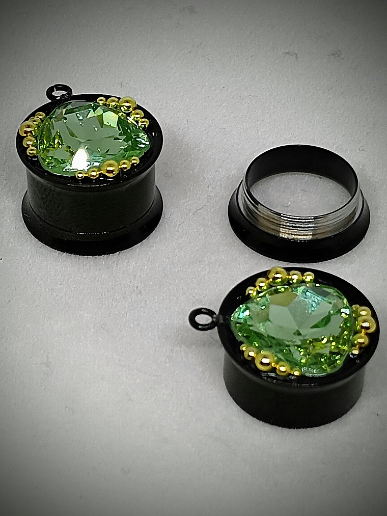 14mm, 9/16inch, Plug  ☢ Triangle cut Vintage Green UG, ear-plugs 4