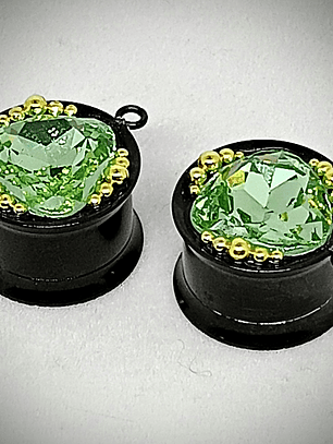 14mm, 9/16inch, Plug  ☢ Triangle cut Vintage Green UG, ear-plugs