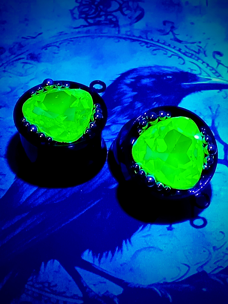 14mm, 9/16inch, Plug  ☢ Triangle cut Vintage Green UG, ear-plugs 5