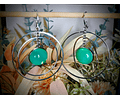 Lightweight ☢ Dangle hoop UG, Green opal earrings