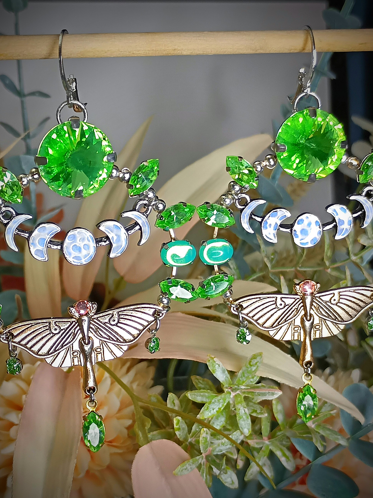 Long dangle ☢ UG Luna moth earrings - Loaded with UG, fits most tunnels 1
