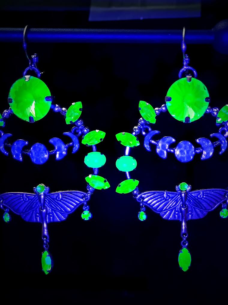 Long dangle ☢ UG Luna moth earrings - Loaded with UG, fits most tunnels 6