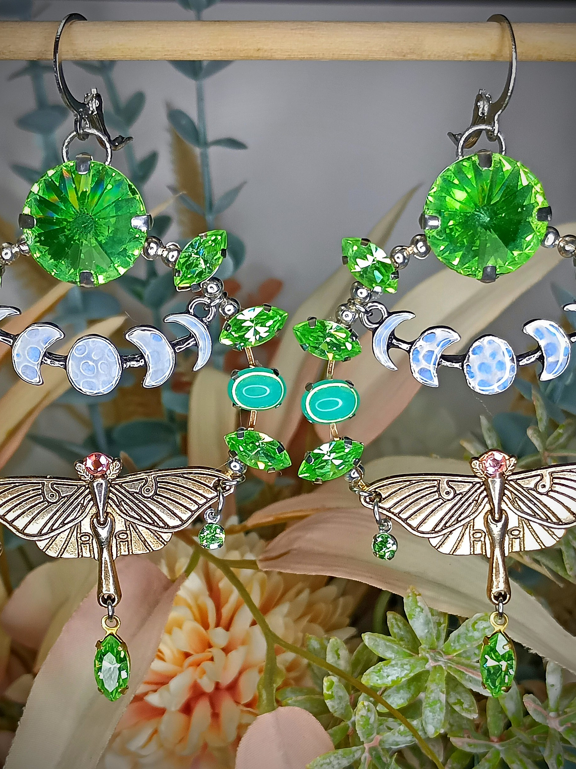Long dangle ☢ UG Luna moth earrings - Loaded with UG, fits most tunnels 2
