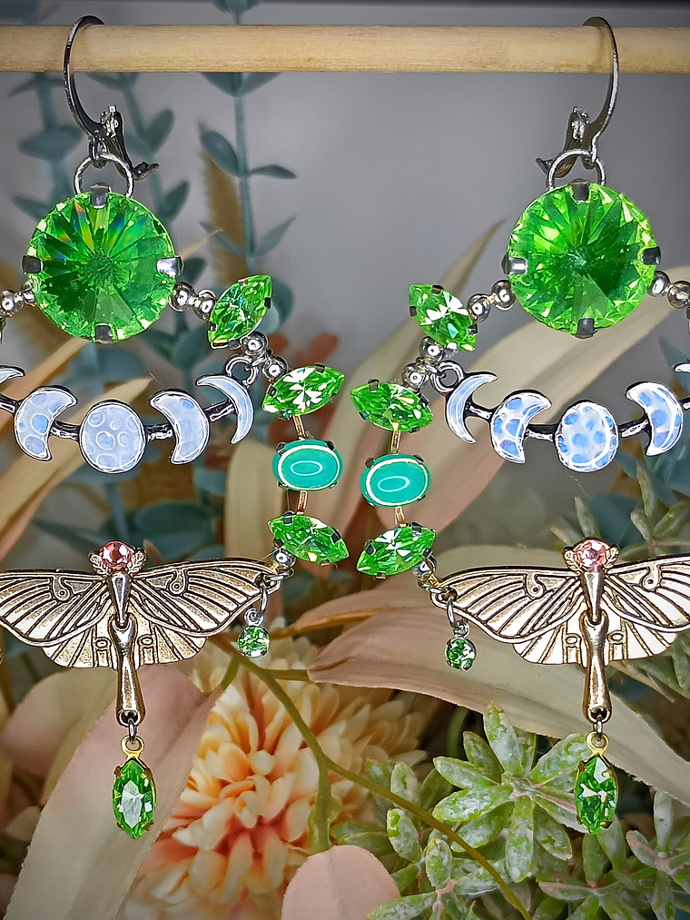 Long dangle ☢ UG Luna moth earrings - Loaded with UG, fits most tunnels 2