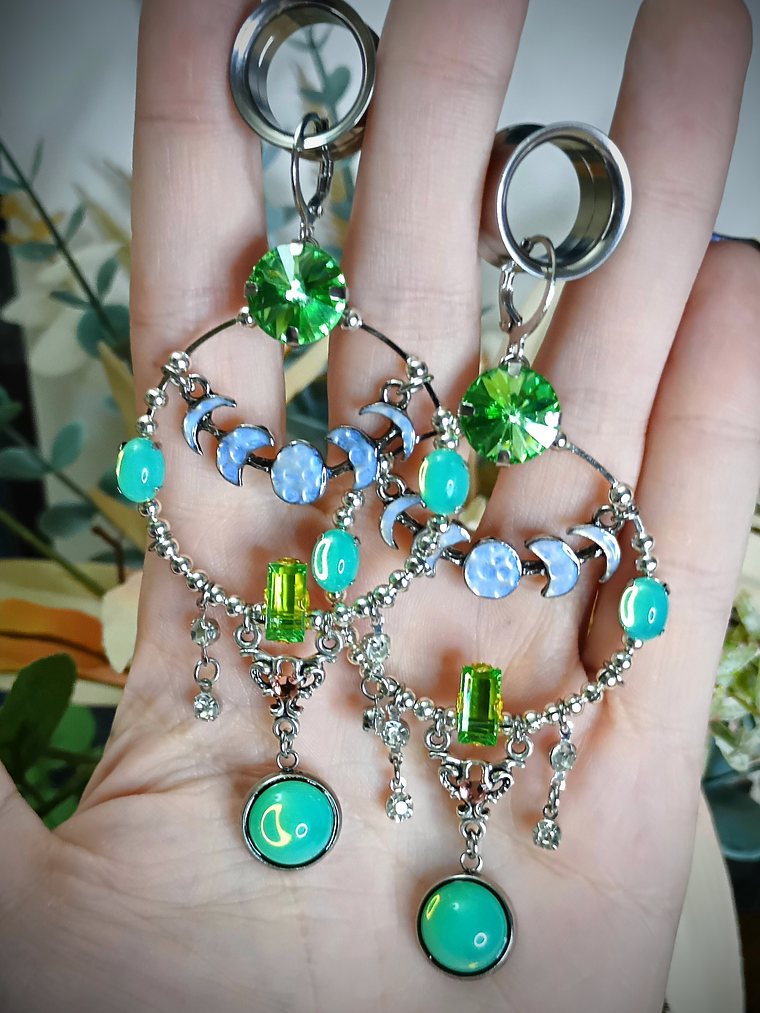 Long dangle ☢ UG Moon earrings, Loaded with UG, fits most tunnels 4