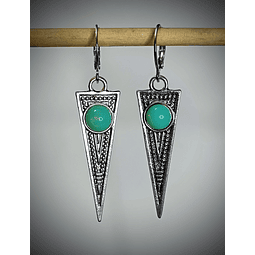 Green opal drop dangle ☢ UG earrings, Loaded with UG Silver-plated