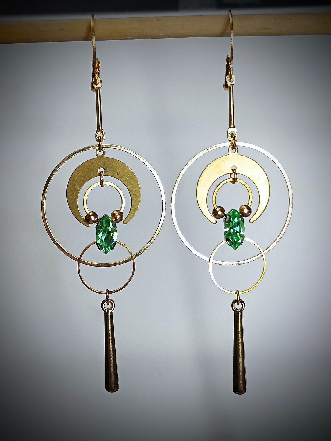 RTS - Modern Peridot green ☢ UG earrings, Loaded with UG - GP stainless 2